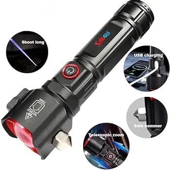 Multi-Functional High Power Rechargeable LED Flashlight