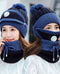 3PCS Women’s Winter Warm Scarf, Knitted Hat & Mask Set – Fashionable & Cozy