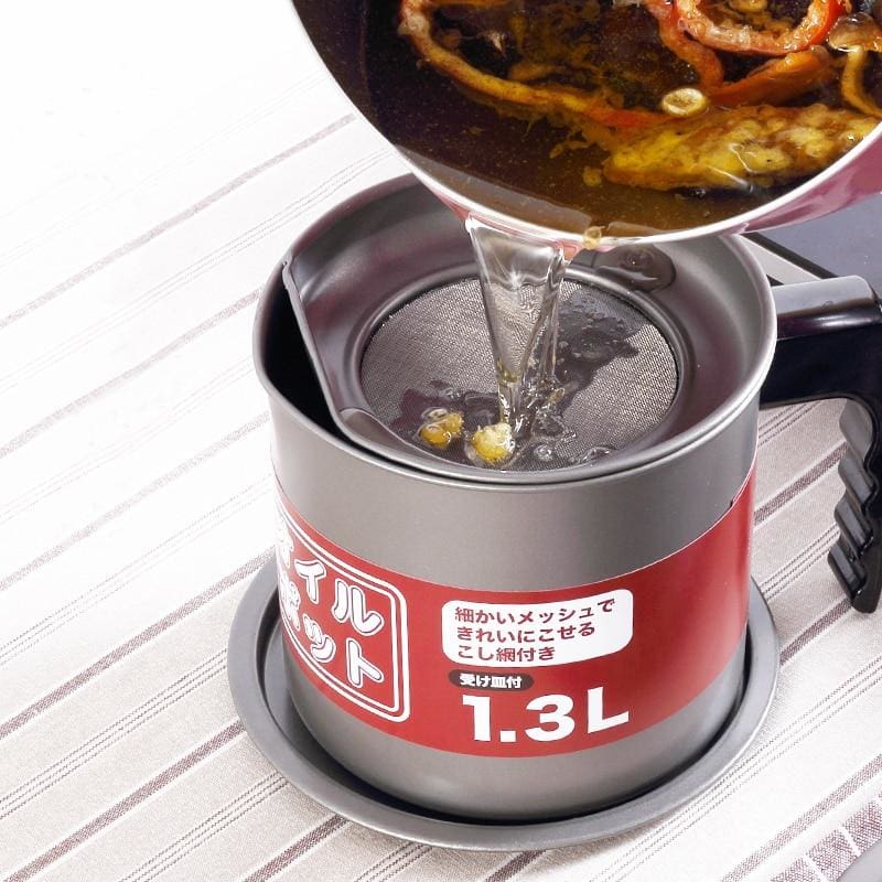 Stainless Steel Oil Strainer Container with Fine Mesh Filter & Drip-Free Spout
